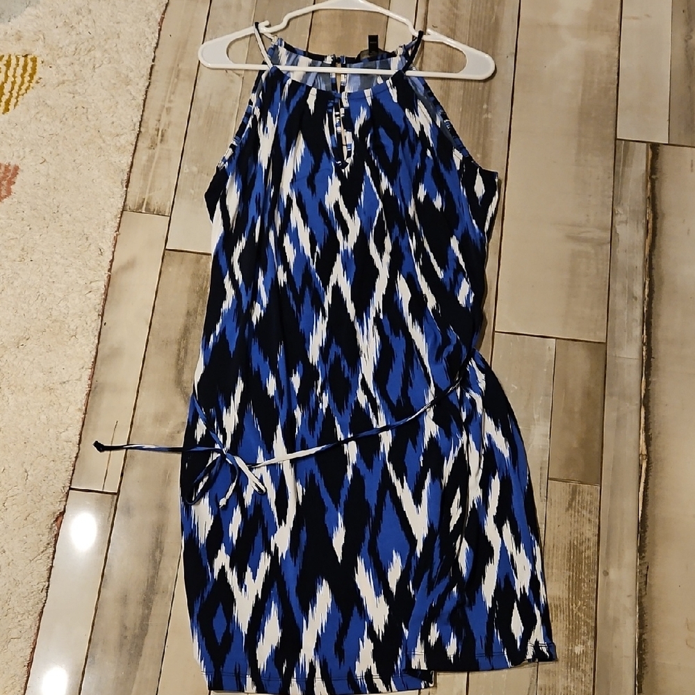 Banana Republic Blue and Black Ikat Midi Dress
